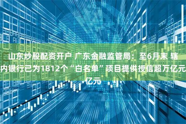 山东炒股配资开户 广东金融监管局：至6月末 辖内银行已为1812个“白名单”项目提供授信超万亿元