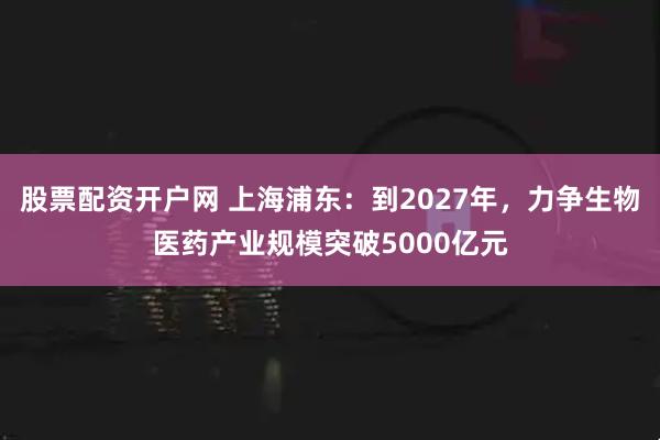 股票配资开户网 上海浦东：到2027年，力争生物医药产业规模突破5000亿元